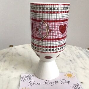 Anthropologie 24K Gold Decaled Bistro Tile Stoneware Vase NWT